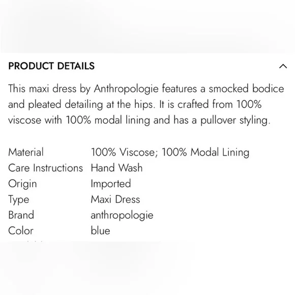 Anthropologie Blue Floral Maxi Dress - Picture 4 of 15